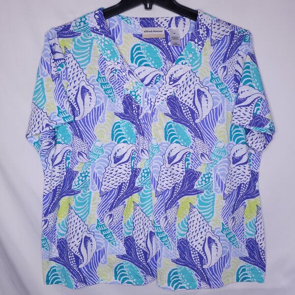 Alfred Dunner Top 1X Seashell Print Knit - Picture 1 of 10